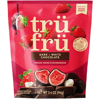 Tru Fru Freeze-Dried Strawberries, Dark & White Chocolate