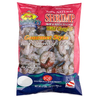 Wild Gulf Shrimp, Cleaned, Tail On, 36-40/lb, Frozen