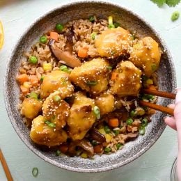 Vegetarian Orange “Chicken” With Fried Rice Recipe – Sourced