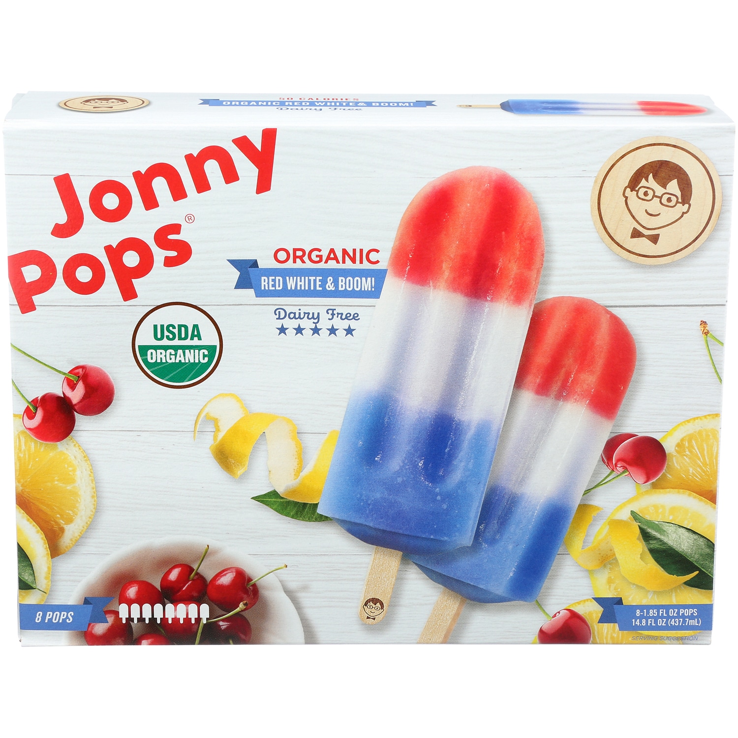 JonnyPops Organic Ice Pops, Red, White & BOOM!
