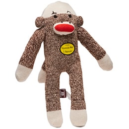 sock monkey dog toy