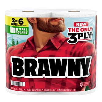 Brawny Paper Towels, Triple Rolls, Tear-A-Square