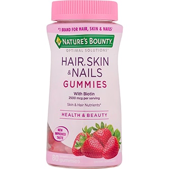 Nature's Bounty Hair, Skin & Nails Gummies, Strawberry