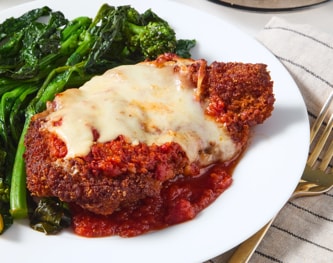 FreshDirect Chicken Parmesan with Garlic-Chili Broccoli Rabe